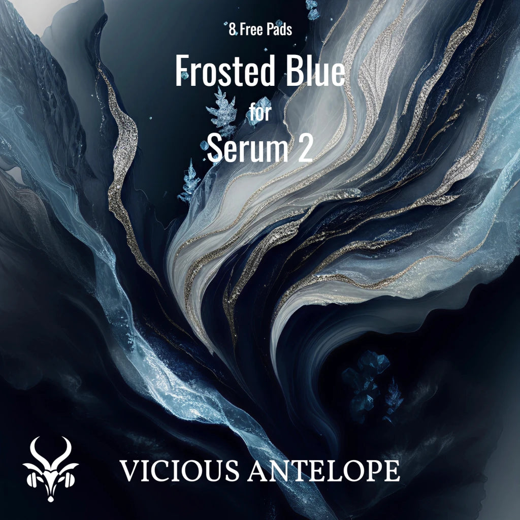 Frosted Blue preset pack cover artwork for Serum 2 – Vicious Antelope