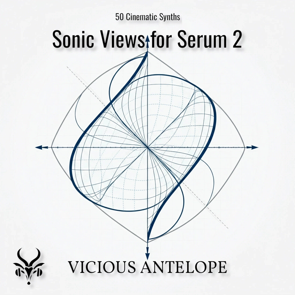 Sonic Views preset pack cover artwork for Serum 2 – Vicious Antelope