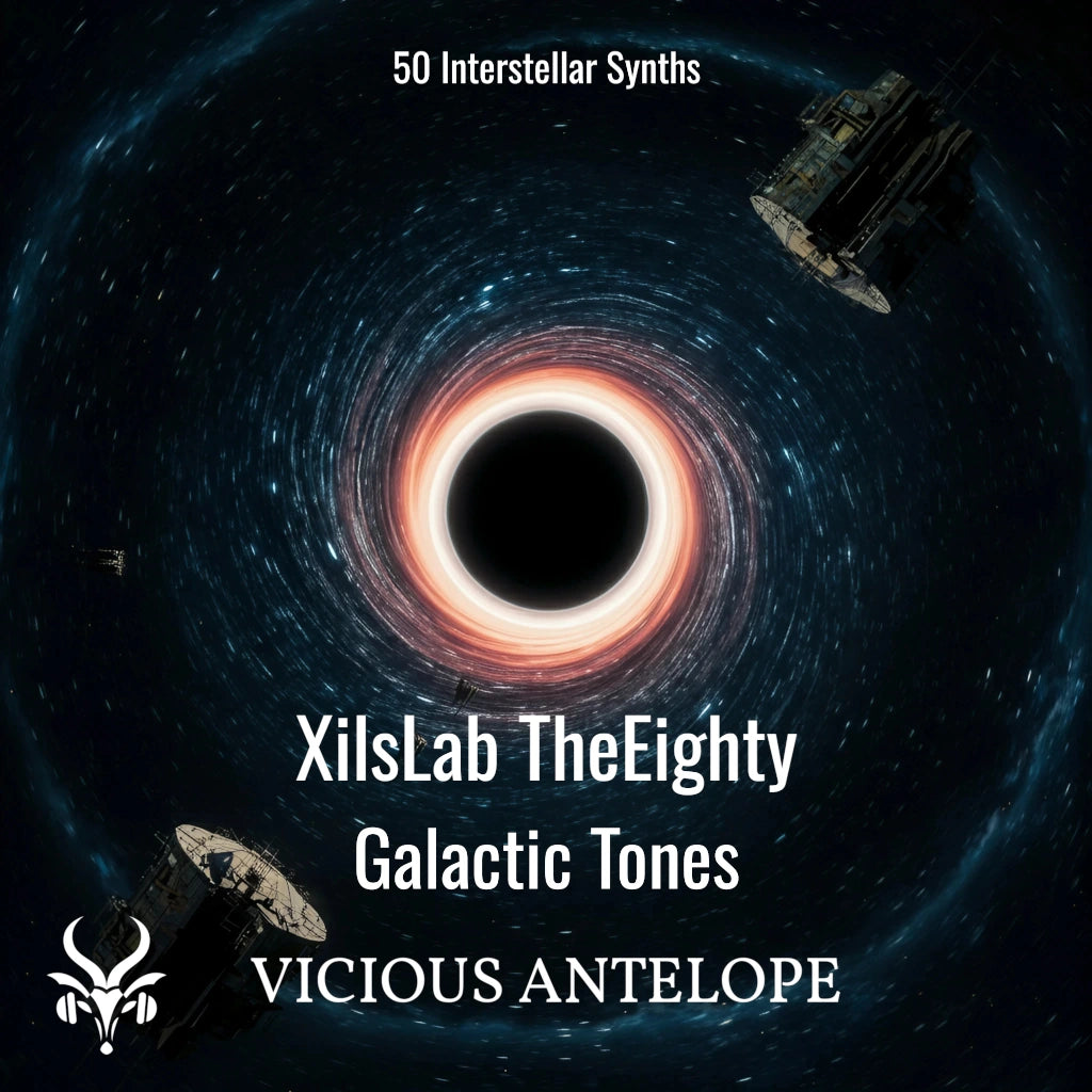 Galactic Tones preset pack cover artwork for Xils Lab TheEighty – Vicious Antelope