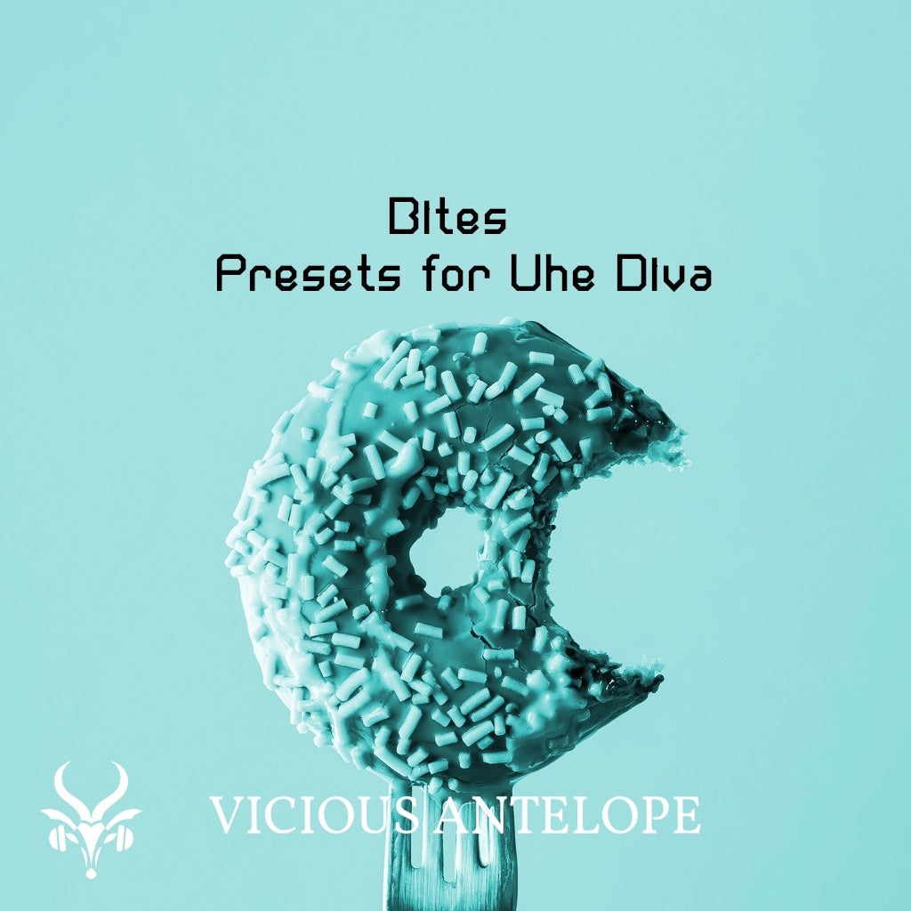 Bundle Bites preset pack cover artwork for U-He Diva – Vicious Antelope