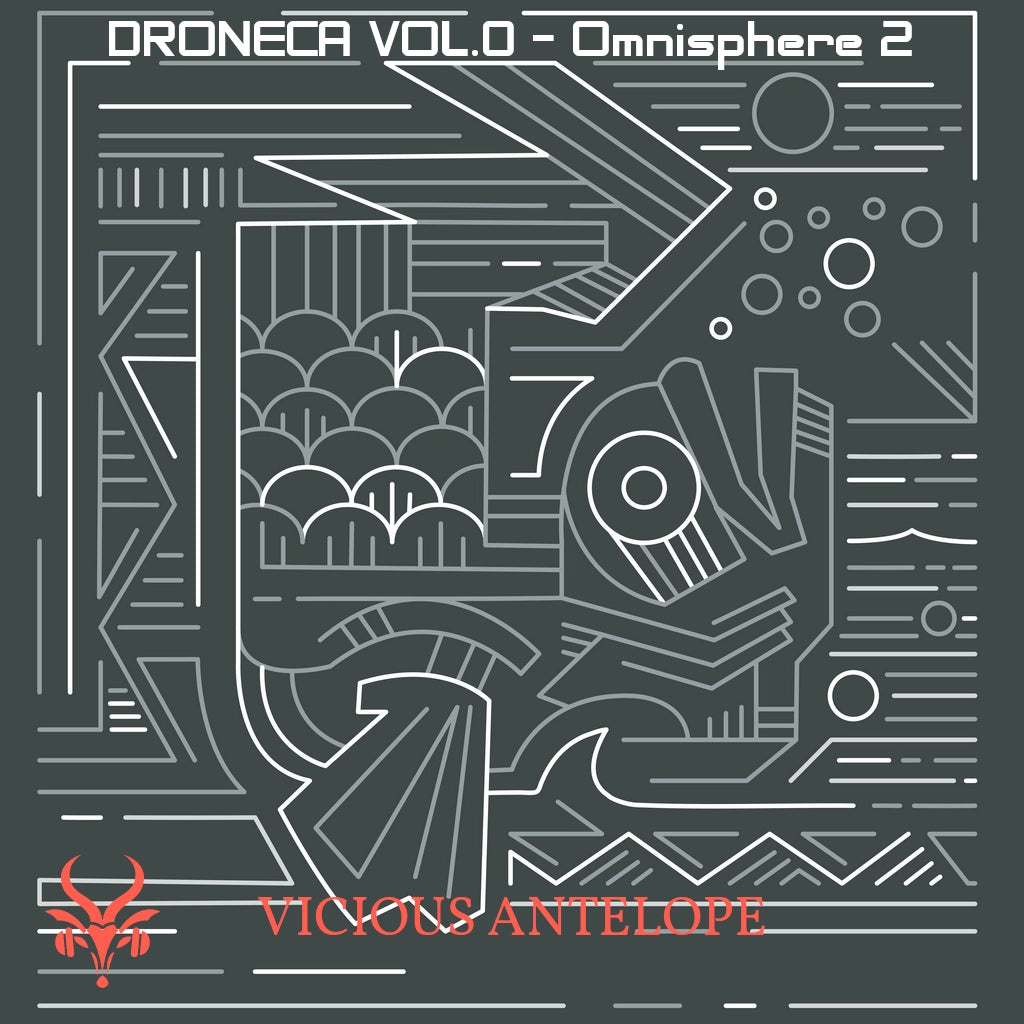 Droneca Vol.0 preset library cover artwork for Omnisphere 3 – Vicious Antelope
