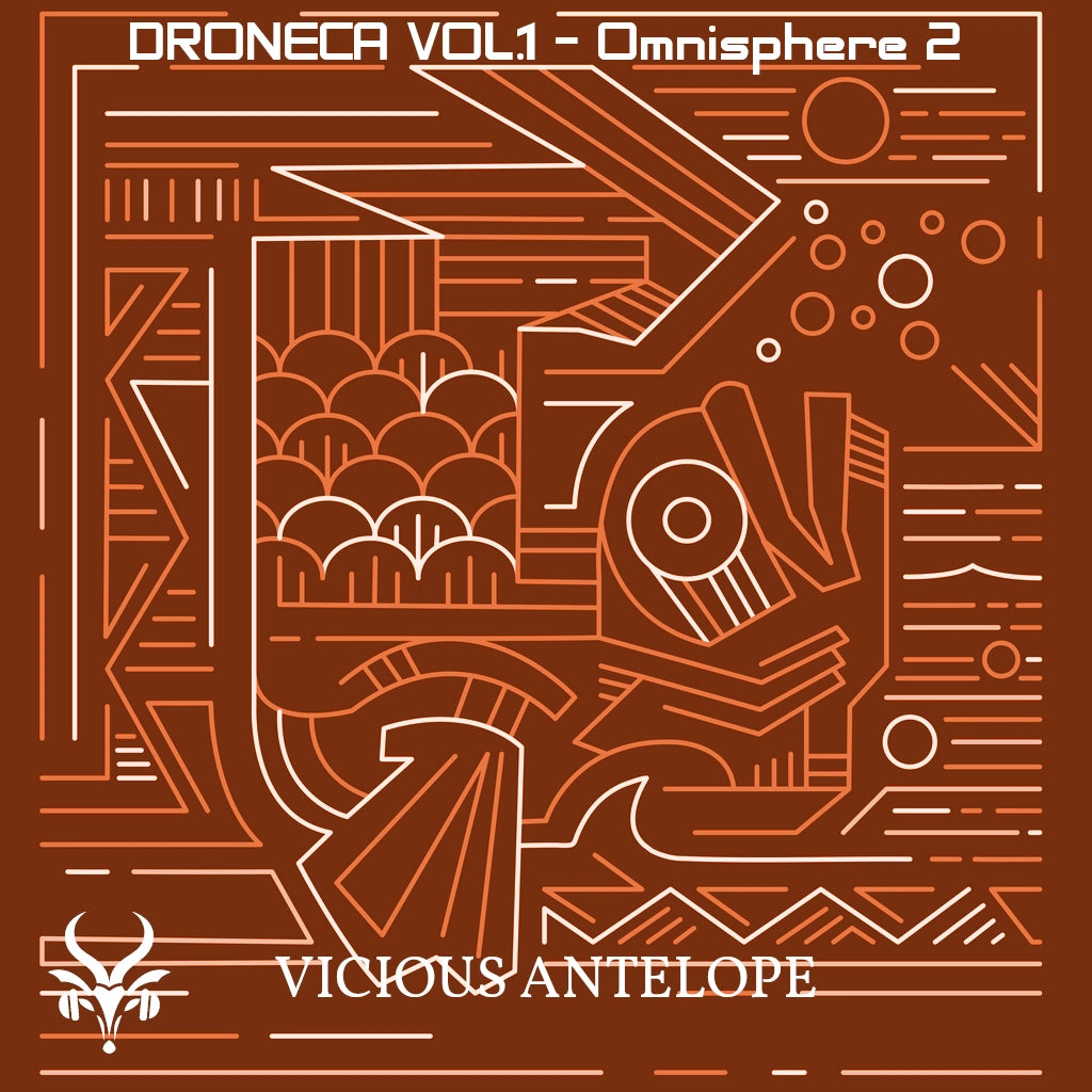 Droneca Vol.1 preset library cover artwork for Omnisphere 3 – Vicious Antelope