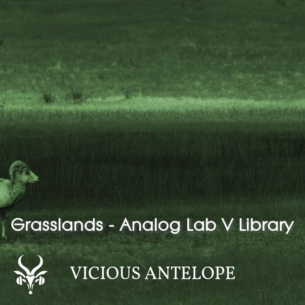 Grasslands preset pack cover artwork for Arturia Pigments – Vicious Antelope