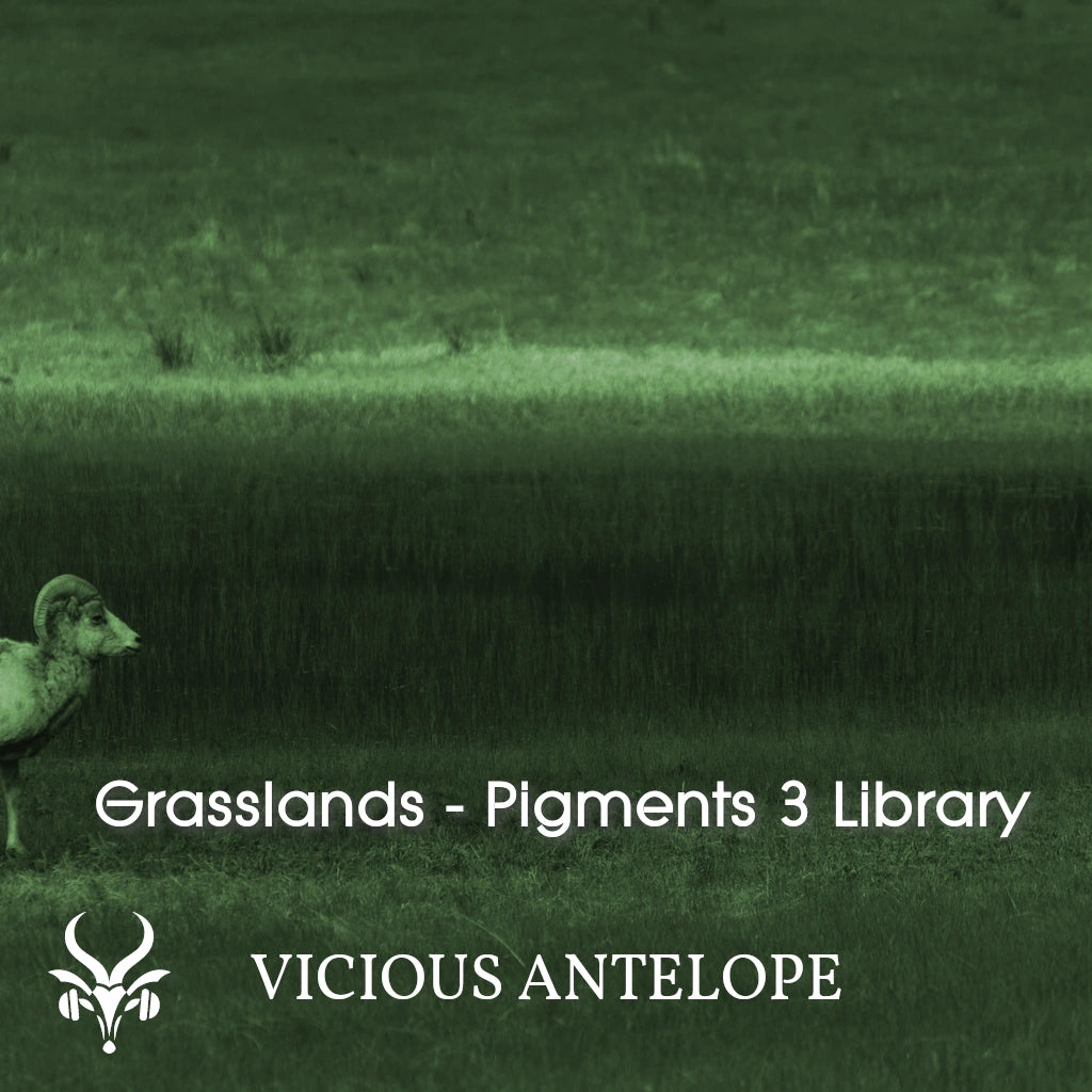 Grasslands preset pack cover artwork for Arturia Pigments – Vicious Antelope