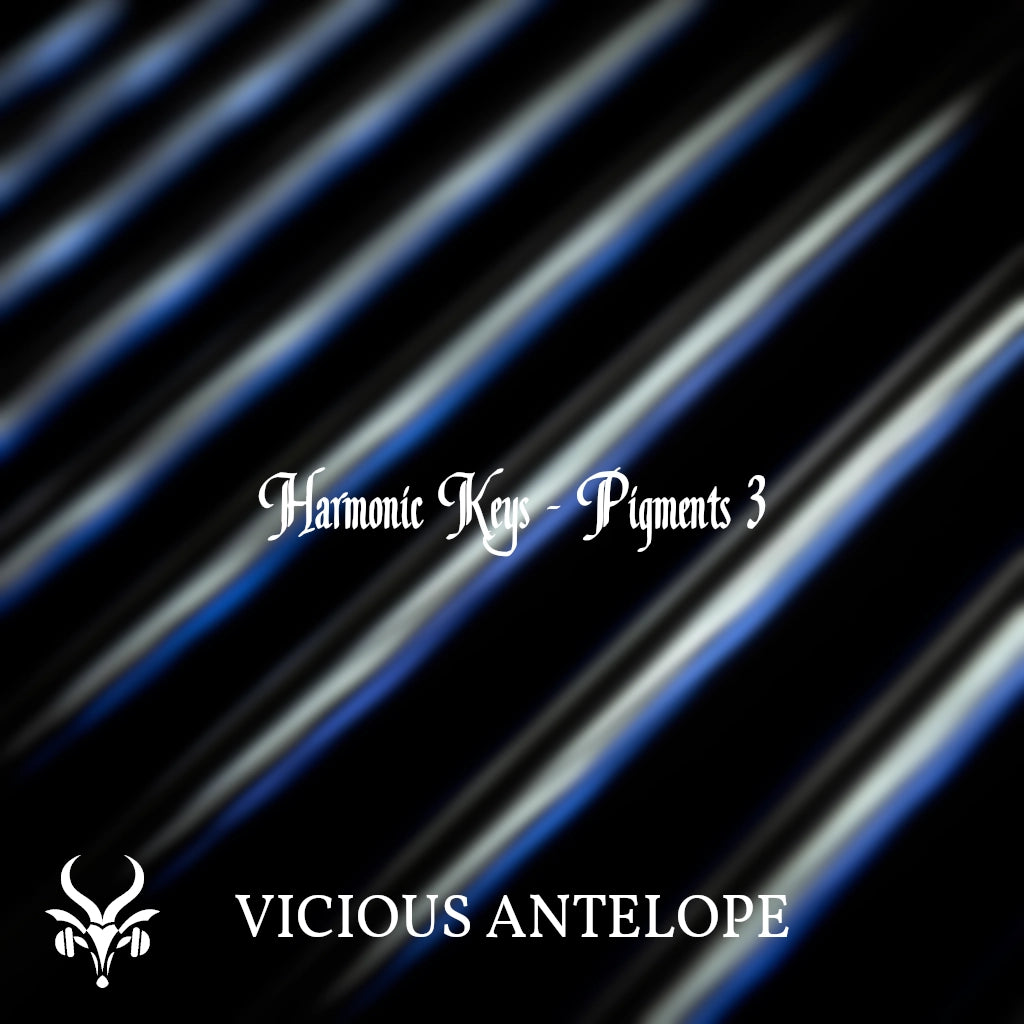 Harmonic Keys preset pack cover artwork for Arturia Pigments – Vicious Antelope
