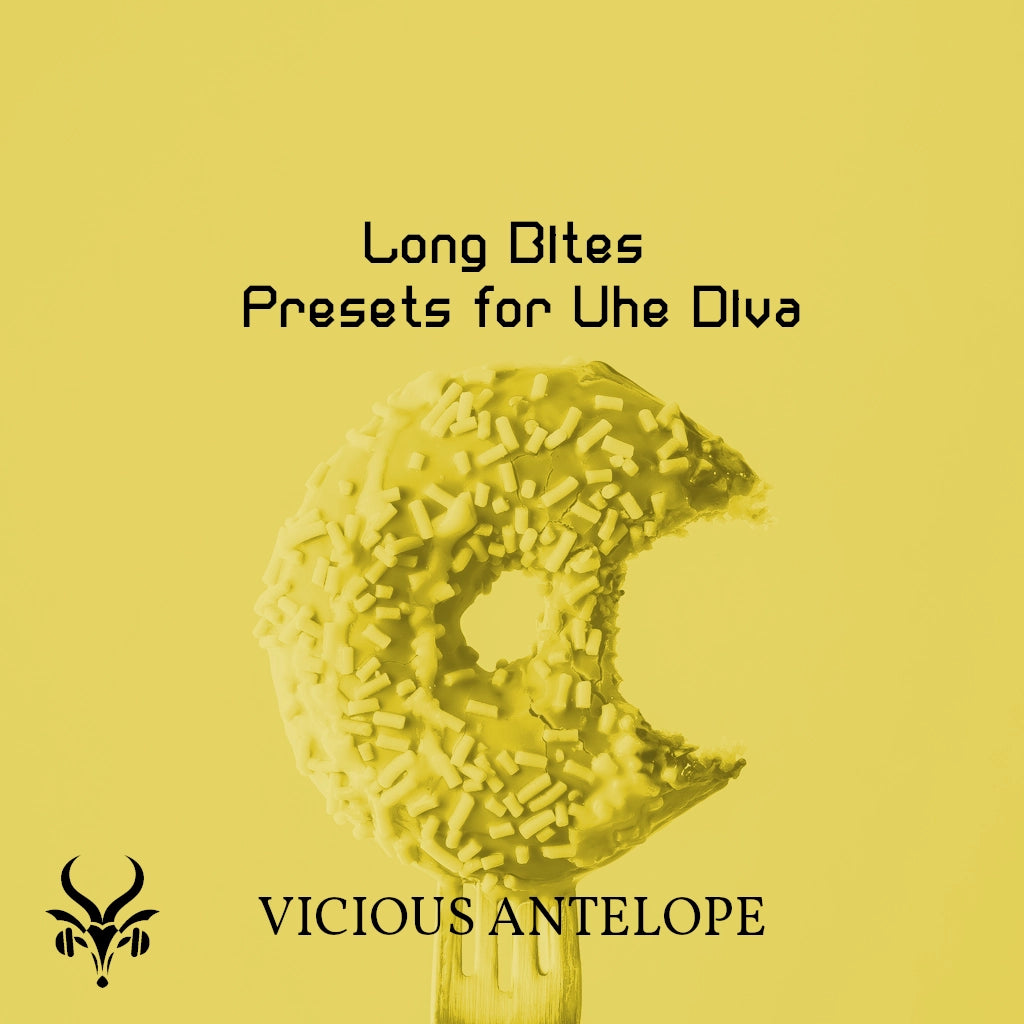 Long Bites preset pack cover artwork for U-He Diva – Vicious Antelope