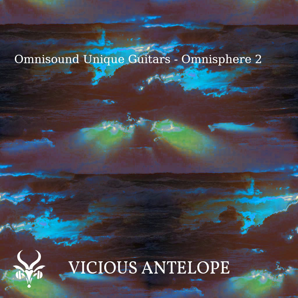 Omnisound Unique Guitars preset library cover artwork for Omnisphere 3 – Vicious Antelope