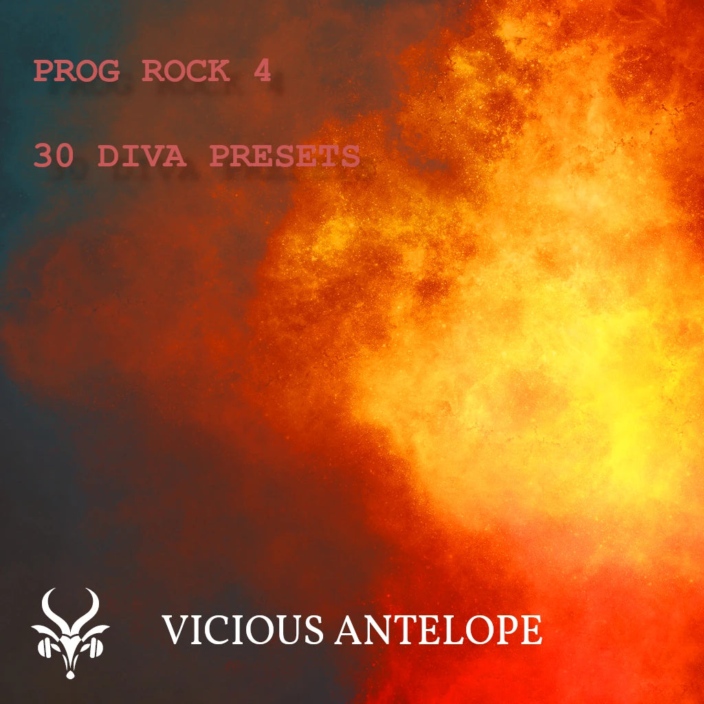 Prog Rock 4 preset pack cover artwork for U-He Diva – Vicious Antelope