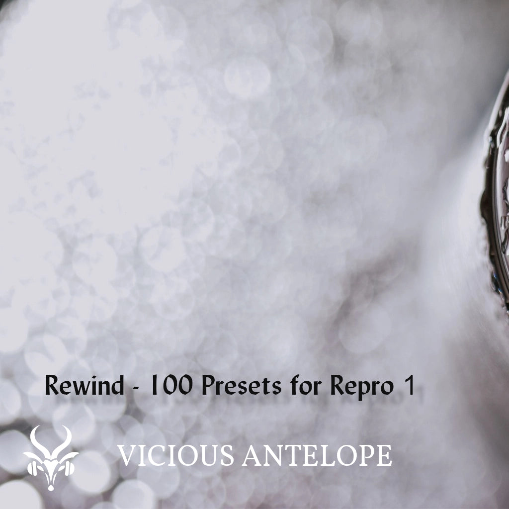 Rewind preset pack cover artwork for U-He RePro 1 – Vicious Antelope