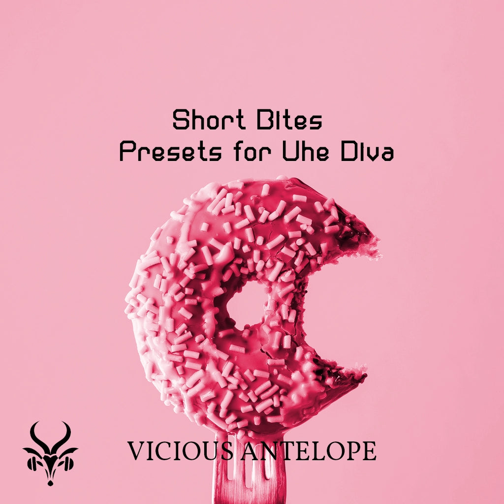 Short bites preset pack cover artwork for U-He Diva – Vicious Antelope