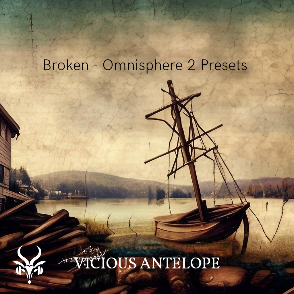 Broken preset library cover artwork for Omnisphere 3 – Vicious Antelope