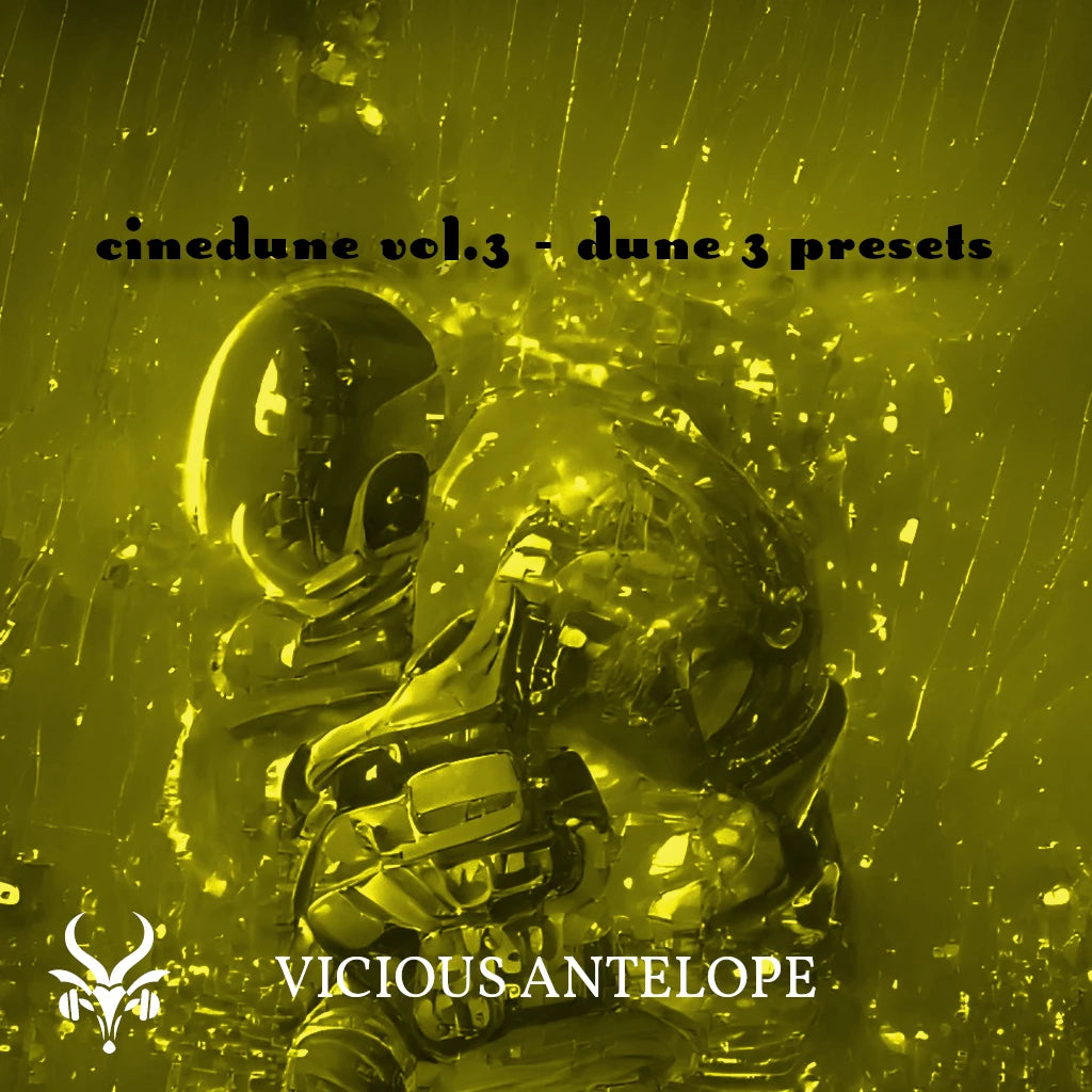 Cinedune Vol.3 preset library cover artwork for Dune 3 – Vicious Antelope