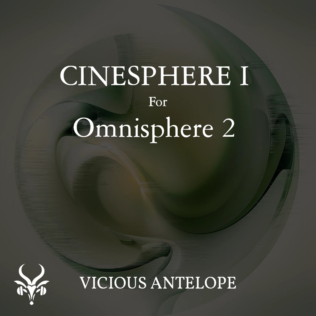 Cinesphere I preset library cover artwork for Omnisphere 3 – Vicious Antelope