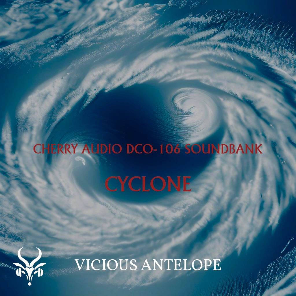 cyclone preset pack cover artwork for Cherry Audio – Vicious Antelope