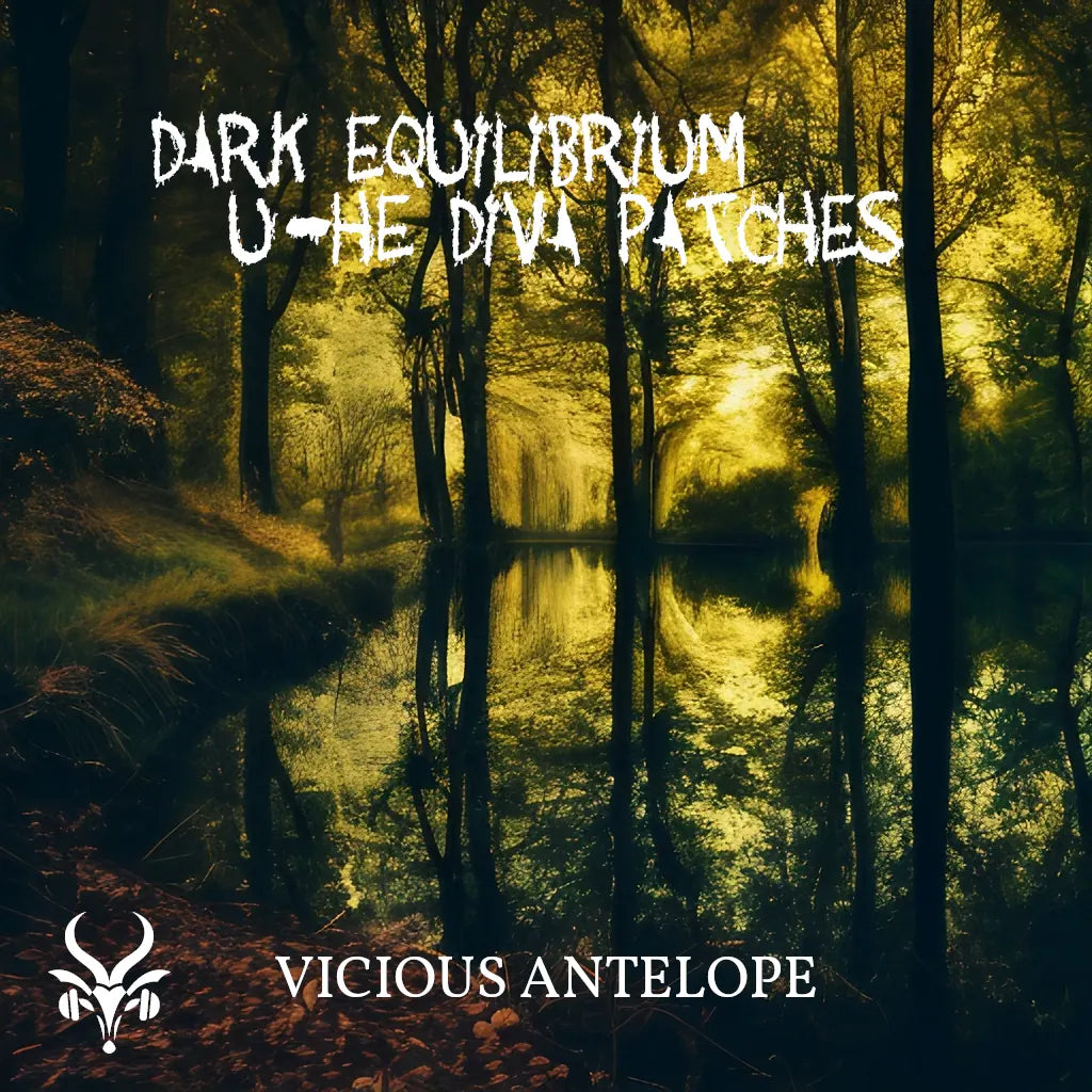 Dark Equilibrium preset pack cover artwork for U-He Diva – Vicious Antelope