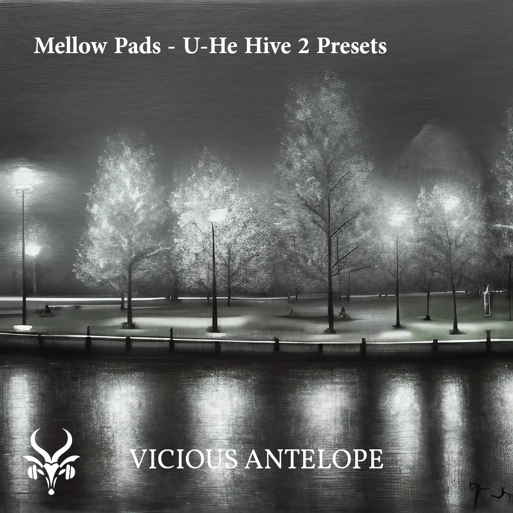 Mellow Pads preset pack cover artwork for U-He Hive – Vicious Antelope