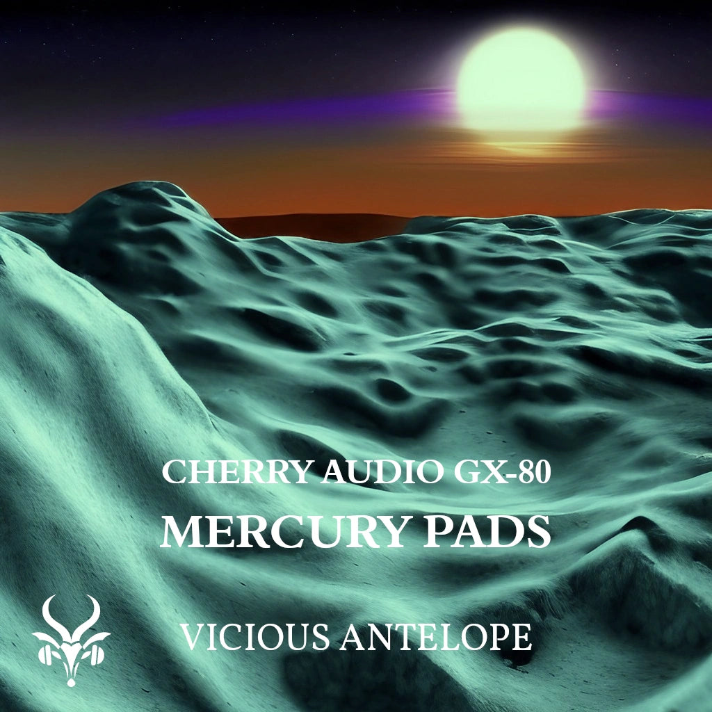 mercury pads preset pack cover artwork for Cherry Audio GX-80 – Vicious Antelope