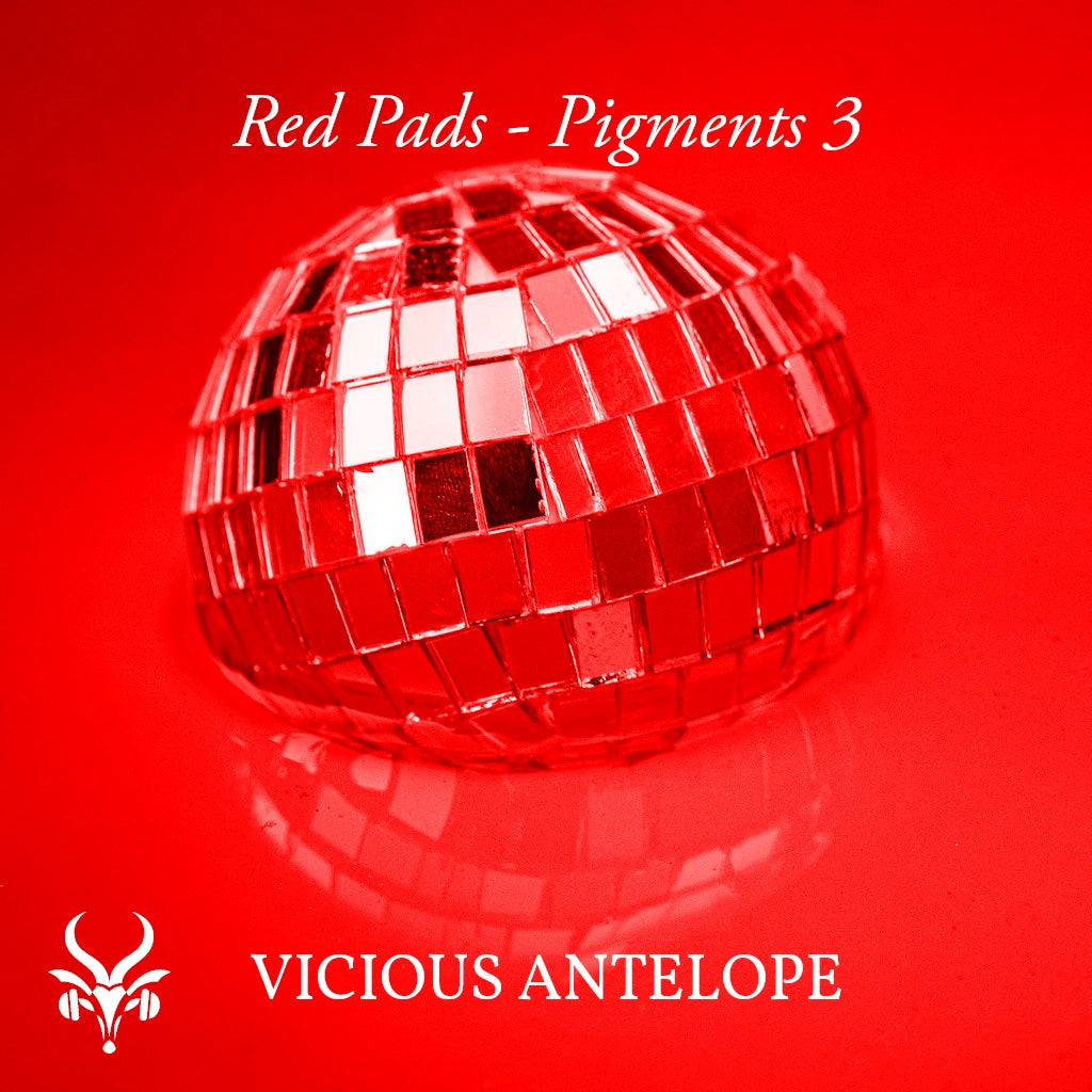 Red Pads preset pack cover artwork for Arturia Pigments – Vicious Antelope