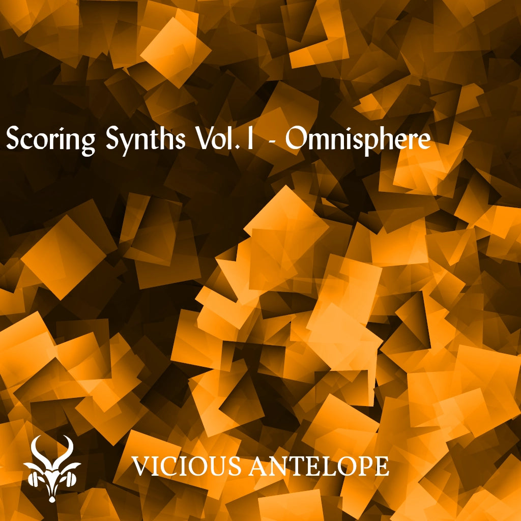 Scoring Synths Vol.1 preset library cover artwork for Omnisphere 3 – Vicious Antelope