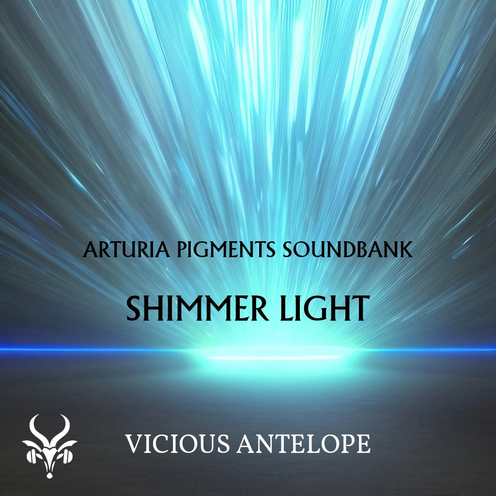 shimmer light preset pack cover artwork for Arturia Pigments – Vicious Antelope