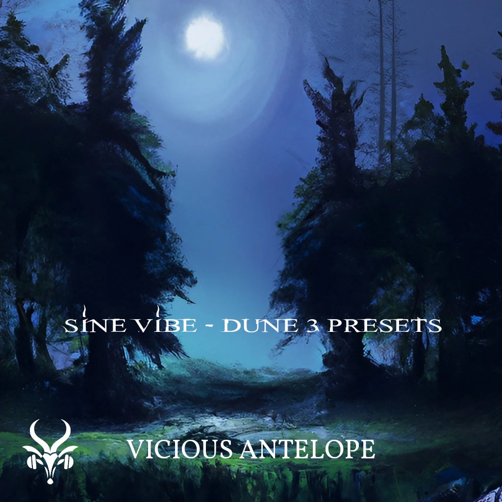 Sine Vibe preset library cover artwork for Dune 3 – Vicious Antelope