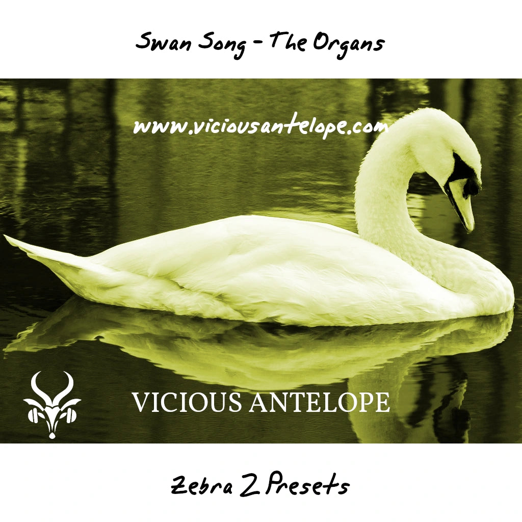 Swan Song - The Organs preset pack cover artwork for U-He Zebra– Vicious Antelope