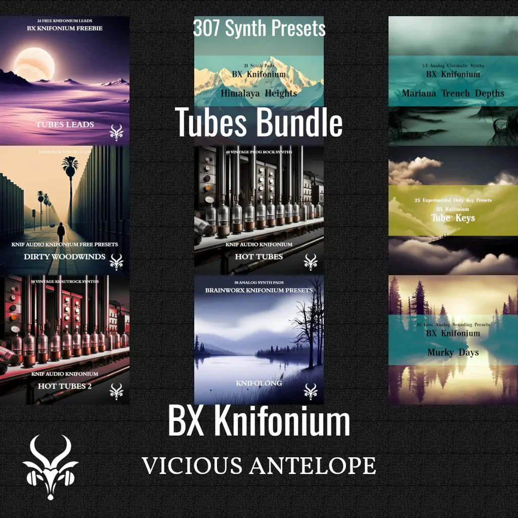 tubes bundle preset pack cover artwork for Knifonium – Vicious Antelope